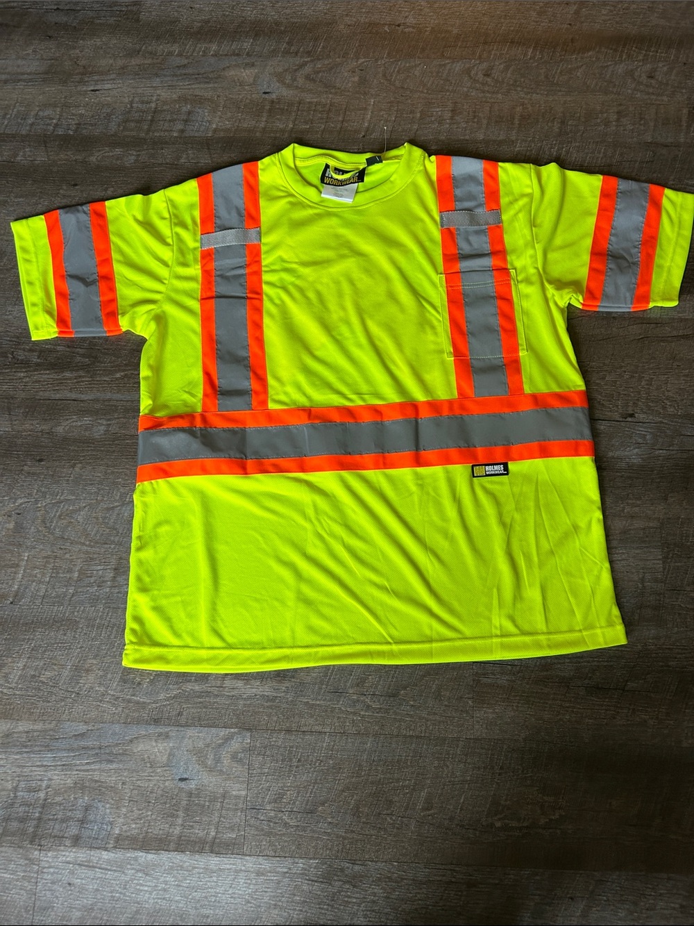 Holmes Workwear Safety T-Shirt with Reflective Stripes - Neon Yellow & Orange